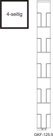 Karten-Bodenständer, 125 mm, 20 Fächer, 1-reihig, 4-seitig, silber